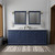 Lexora Dukes 84" Navy Blue Double Vanity Cabinet, White Carrara Marble Top, White Square Sinks and no Mirror