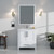 Lexora Jacques 30" White Single Vanity Cabinet, White Carrara Marble Top, White Square Sink and 28" Mirror w/ Faucet