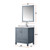 Lexora Jacques 30" Dark Grey Single Vanity Cabinet, White Carrara Marble Top, White Square Sink and 28" Mirror w/ Faucet