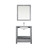 Lexora Jacques 30" Distressed Grey Single Vanity, White Carrara Marble Top, White Square Sink and 28" Mirror w/ Faucet
