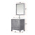 Lexora Jacques 30" Distressed Grey Single Vanity Cabinet, White Carrara Marble Top, White Square Sink and 28" Mirror w/ Faucet