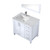 Lexora Jacques 36" White Single Vanity, White Carrara Marble Top, White Square Sink and 34" Mirror w/ Faucet - Left Version
