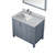 Lexora Jacques 36" Dark Grey Single Vanity Cabinet, White Carrara Marble Top, White Square Sink and 34" Mirror w/ Faucet - Left Version