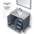 Lexora Jacques 36" Dark Grey Single Vanity Cabinet, White Carrara Marble Top, White Square Sink and 34" Mirror w/ Faucet - Left Version