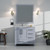 Lexora Jacques 36" Dark Grey Single Vanity Cabinet, White Carrara Marble Top, White Square Sink and 34" Mirror w/ Faucet - Left Version