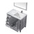 Lexora Jacques 36" Distressed Grey Single Vanity, White Carrara Marble Top, White Square Sink and 34" Mirror w/ Faucet - Left Version