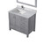 Lexora Jacques 36" Distressed Grey Single Vanity Cabinet, White Carrara Marble Top, White Square Sink and 34" Mirror w/ Faucet - Left Version