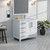 Lexora Jacques 36" White Single Vanity Cabinet, White Carrara Marble Top, White Square Sink and 34" Mirror - Right Version