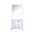 Lexora Jacques 36" White Single Vanity Cabinet, no Top and 34" Mirror - Right Version