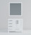 Lexora Jacques 36" White Single Vanity Cabinet, no Top and 34" Mirror - Right Version