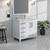 Lexora Jacques 36" White Single Vanity Cabinet, Carrara Marble Top, White Square Sink and no Mirror - Right Version