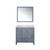 Lexora Jacques 36" Dark Grey Single Vanity Cabinet, White Carrara Marble Top, White Square Sink and 34" Mirror - Right Version