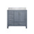 Lexora Jacques 36" Dark Grey Single Vanity Cabinet, White Carrara Marble Top, White Square Sink and no Mirror - Right Version