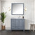 Lexora Jacques 36" Dark Grey Single Vanity Cabinet, White Carrara Marble Top, White Square Sink and no Mirror - Right Version