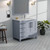 Lexora Jacques 36" Dark Grey Single Vanity Cabinet, White Carrara Marble Top, White Square Sink and no Mirror - Right Version
