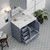 Lexora Jacques 36" Dark Grey Single Vanity Cabinet, White Carrara Marble Top, White Square Sink and no Mirror - Right Version