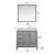 Lexora Jacques 36" Distressed Grey Single Vanity Cabinet, White Carrara Marble Top, White Square Sink and 34" Mirror w/ Faucet - Right Version