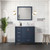 Lexora Jacques 36" Navy Blue Single Vanity Cabinet, White Carrara Marble Top, White Square Sink and 34" Mirror w/ Faucet - Right Version Lexora Jacques 36" Navy Blue Single Vanity Cabinet, White Carrara Marble Top, White Square Sink and 34" Mirror w/ Faucet - Right Version