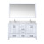 Lexora Jacques 60" White Double Vanity Cabinet, White Carrara Marble Top, White Square Sinks and 58" Mirror w/ Faucets