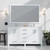Lexora Jacques 60" White Double Vanity Cabinet, White Carrara Marble Top, White Square Sinks and 58" Mirror w/ Faucets