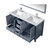 Lexora Jacques 60" Dark Grey Double Vanity, White Carrara Marble Top, White Square Sinks and 58" Mirror w/ Faucets