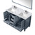 Lexora Jacques 60" Dark Grey Double Vanity Cabinet, White Carrara Marble Top, White Square Sinks and 58" Mirror w/ Faucets