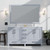 Lexora Jacques 60" Dark Grey Double Vanity Cabinet, White Carrara Marble Top, White Square Sinks and 58" Mirror w/ Faucets