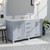 Lexora Jacques 60" Dark Grey Double Vanity Cabinet, White Carrara Marble Top, White Square Sinks and 58" Mirror w/ Faucets