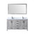 Lexora Jacques 60" Distressed Grey Double Vanity Cabinet, White Carrara Marble Top, White Square Sinks and 58" Mirror w/ Faucets