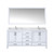 Lexora Jacques 72" White Double Vanity Cabinet, White Carrara Marble Top, White Square Sinks and 70" Mirror w/ Faucets