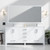 Lexora Jacques 72" White Double Vanity Cabinet, White Carrara Marble Top, White Square Sinks and 70" Mirror w/ Faucets