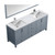 Lexora Jacques 72" Dark Grey Double Vanity, White Carrara Marble Top, White Square Sinks and 70" Mirror w/ Faucets