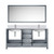 Lexora Jacques 72" Dark Grey Double Vanity Cabinet, White Carrara Marble Top, White Square Sinks and 70" Mirror w/ Faucets