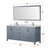 Lexora Jacques 72" Dark Grey Double Vanity Cabinet, White Carrara Marble Top, White Square Sinks and 70" Mirror w/ Faucets