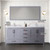 Lexora Jacques 72" Dark Grey Double Vanity Cabinet, White Carrara Marble Top, White Square Sinks and 70" Mirror w/ Faucets