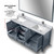 Lexora Jacques 72" Dark Grey Double Vanity Cabinet, White Carrara Marble Top, White Square Sinks and 70" Mirror w/ Faucets