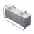 Lexora Jacques 72" Distressed Grey Double Vanity, White Carrara Marble Top, White Square Sinks and 70" Mirror w/ Faucets