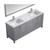 Lexora Jacques 72" Distressed Grey Double Vanity, White Carrara Marble Top, White Square Sinks and 70" Mirror w/ Faucets