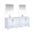 Lexora Jacques 80" White Double Vanity, White Carrara Marble Top, White Square Sinks and 30" Mirrors w/ Faucets