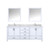 Lexora Jacques 80" White Double Vanity Cabinet, White Carrara Marble Top, White Square Sinks and 30" Mirrors w/ Faucets