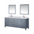 Lexora Jacques 80" Dark Grey Double Vanity Cabinet, White Carrara Marble Top, White Square Sinks and 30" Mirrors w/ Faucets