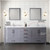 Lexora Jacques 80" Dark Grey Double Vanity Cabinet, White Carrara Marble Top, White Square Sinks and 30" Mirrors w/ Faucets