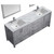 Lexora Jacques 80" Distressed Grey Double Vanity, White Carrara Marble Top, White Square Sinks and 30" Mirrors w/ Faucets