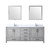 Lexora Jacques 80" Distressed Grey Double Vanity Cabinet, White Carrara Marble Top, White Square Sinks and 30" Mirrors w/ Faucets