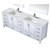 Lexora Jacques 84" White Double Vanity, White Carrara Marble Top, White Square Sinks and 34" Mirrors w/ Faucets