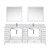 Lexora Jacques 84" White Double Vanity Cabinet, White Carrara Marble Top, White Square Sinks and 34" Mirrors w/ Faucets