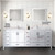 Lexora Jacques 84" White Double Vanity Cabinet, White Carrara Marble Top, White Square Sinks and 34" Mirrors w/ Faucets