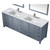 Lexora Jacques 84" Dark Grey Double Vanity, White Carrara Marble Top, White Square Sinks and 34" Mirrors w/ Faucets