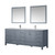 Lexora Jacques 84" Dark Grey Double Vanity, White Carrara Marble Top, White Square Sinks and 34" Mirrors w/ Faucets