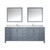 Lexora Jacques 84" Dark Grey Double Vanity Cabinet, White Carrara Marble Top, White Square Sinks and 34" Mirrors w/ Faucets
